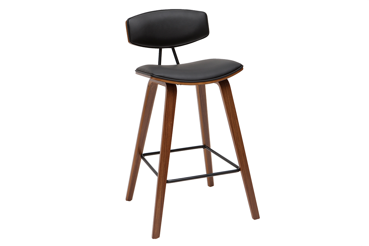 Sgabelli da bar design nero e legno scuro H69 cm (set di 2) VASCO