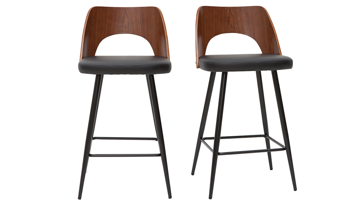 Sgabelli da bar design nero e noce H66,5 cm (set di 2) FALCOM