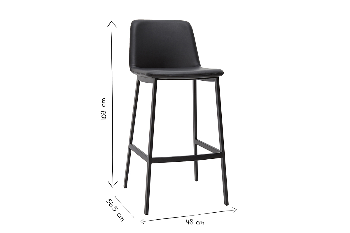 Sgabelli da bar design nero H75 cm (lotto di 2) ARSENE