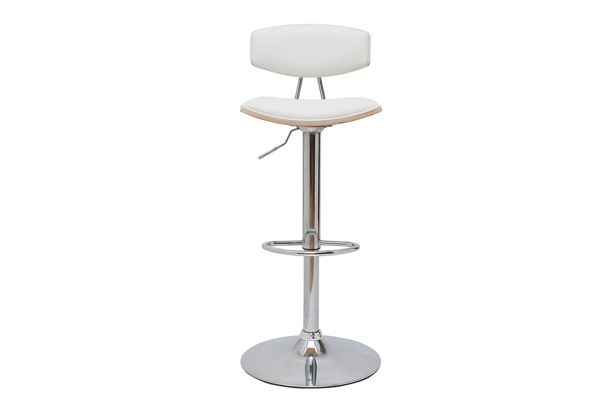 Sgabelli da bar design regolabili bianco e legno chiaro (set di 2) VASCO