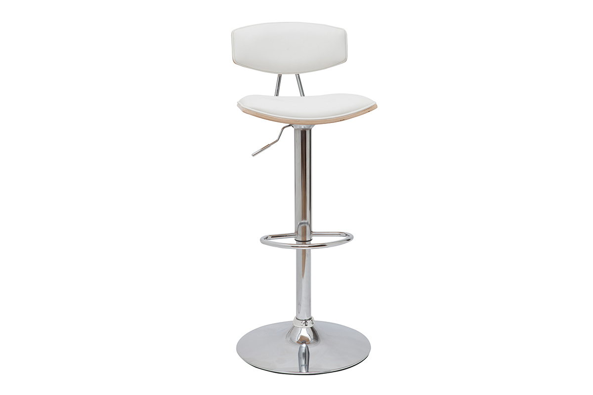 Sgabelli da bar design regolabili bianco e legno chiaro (set di 2) VASCO