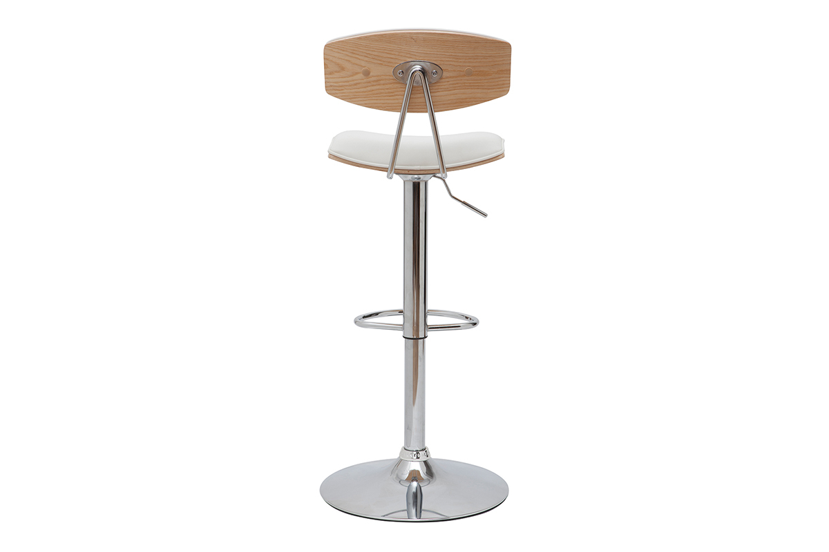 Sgabelli da bar design regolabili bianco e legno chiaro (set di 2) VASCO