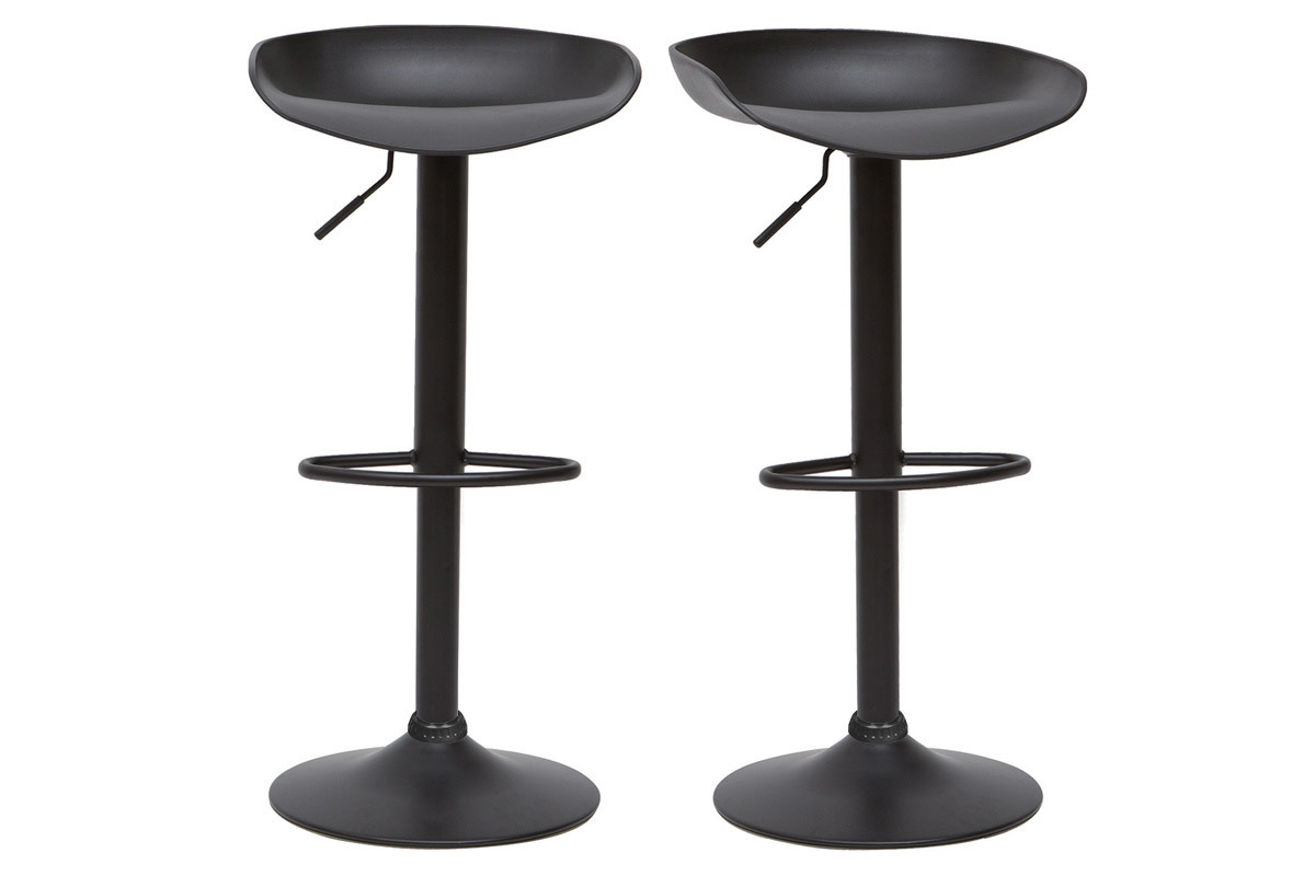 Sgabelli da bar design regolabili neri H65 cm (set di 2) PEBBLE