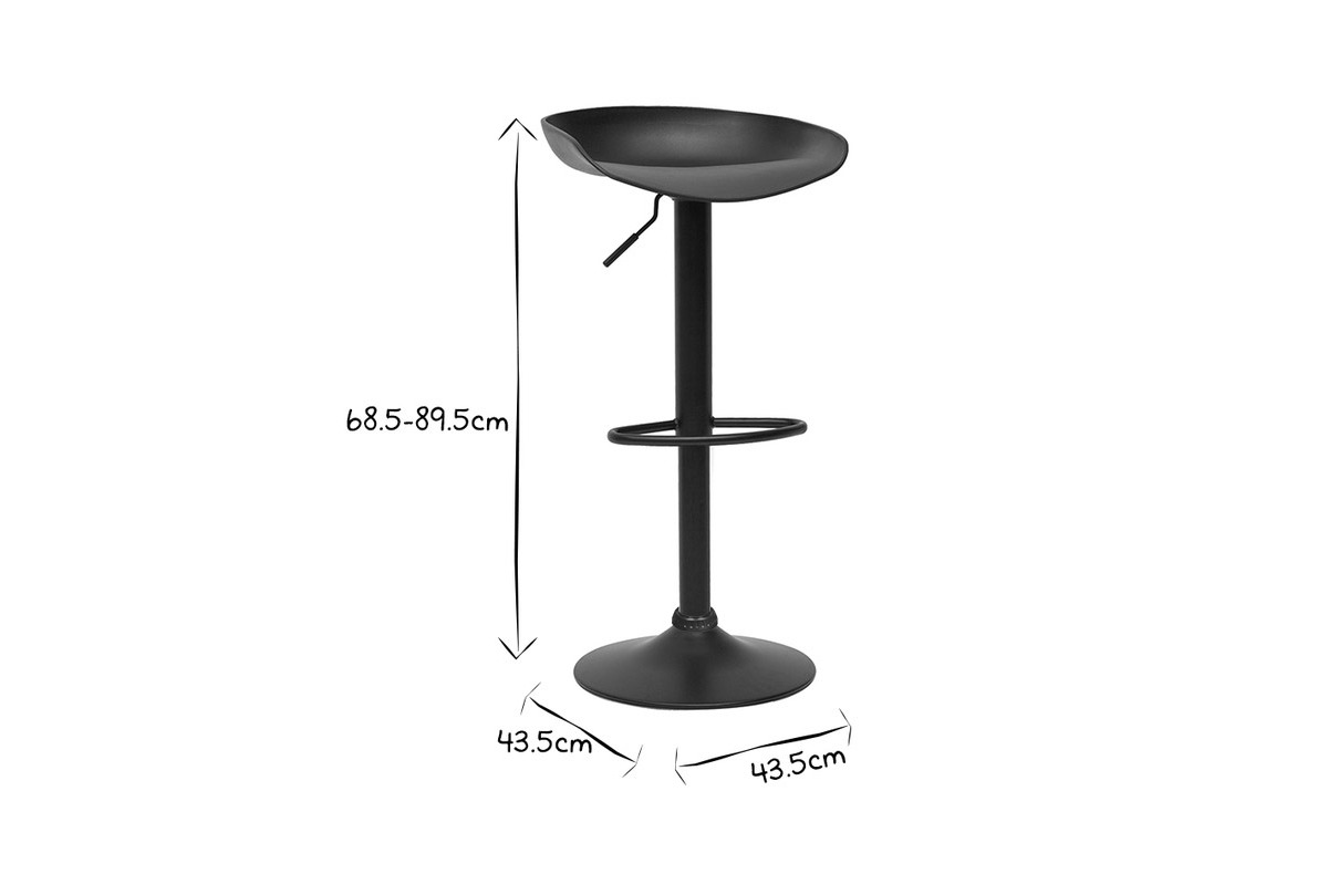 Sgabelli da bar design regolabili neri H65 cm (set di 2) PEBBLE