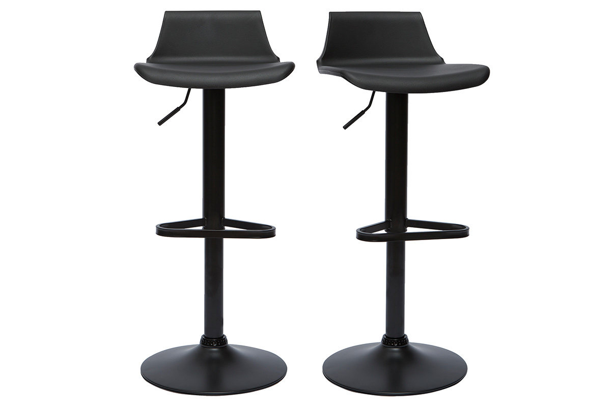 Sgabelli da bar design regolabili nero 360 (set di 2) KRONOS