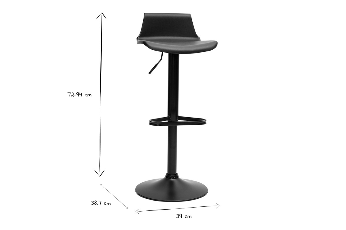 Sgabelli da bar design regolabili nero 360 (set di 2) KRONOS