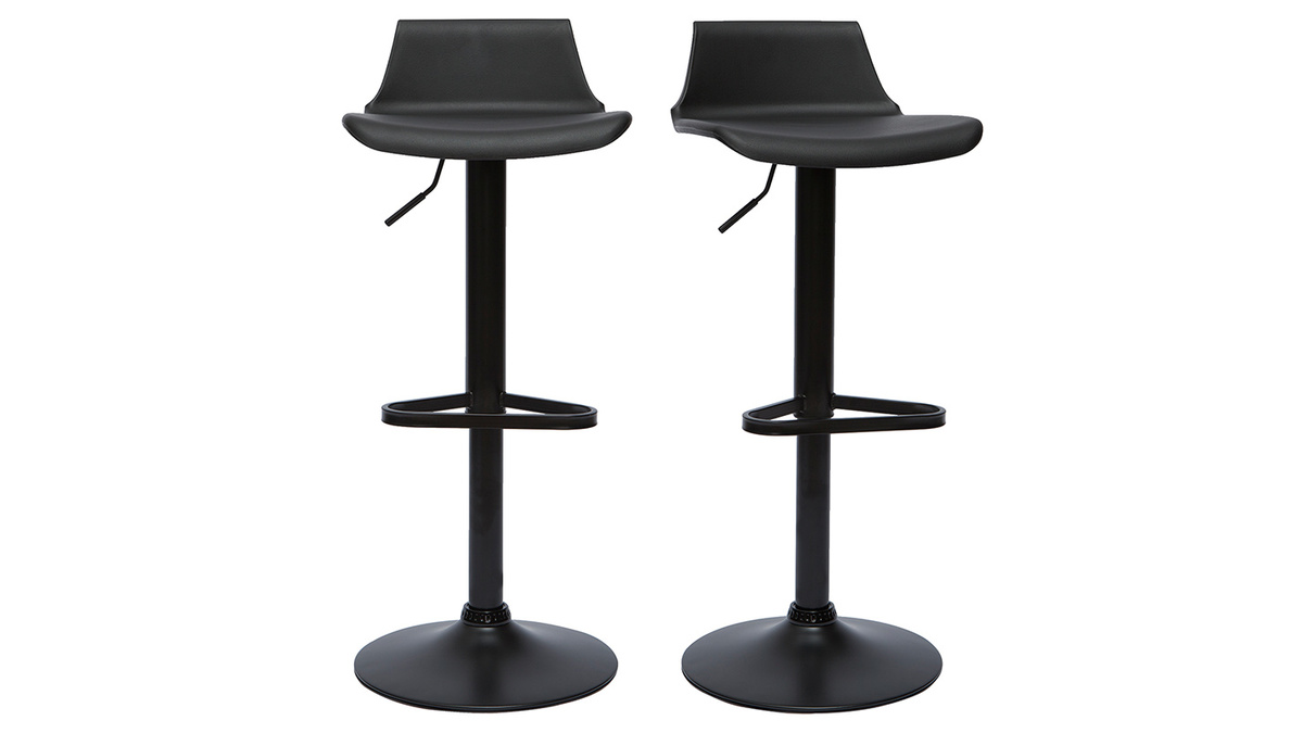 Sgabelli da bar design regolabili nero 360 (set di 2) KRONOS