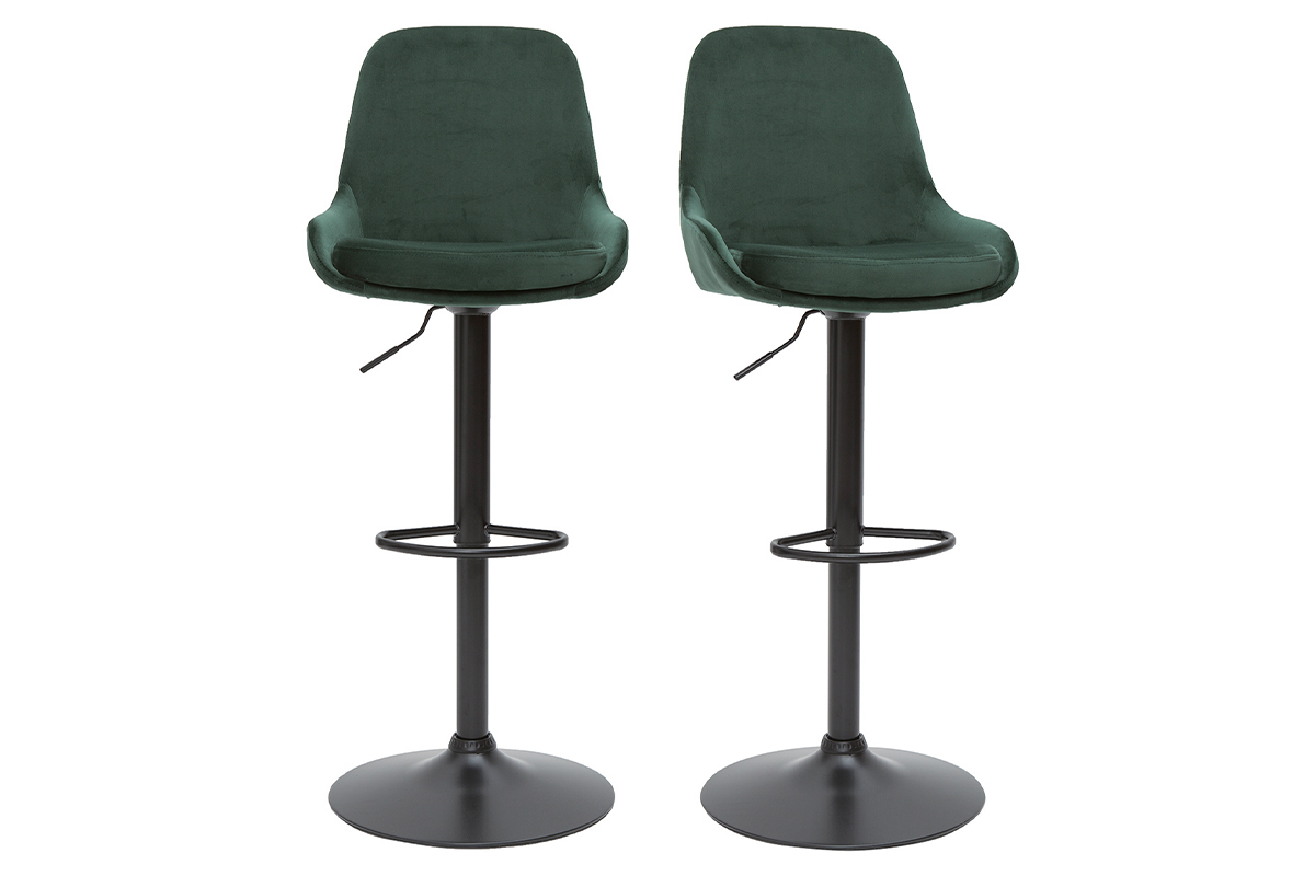 Sgabelli da bar design regolabili velluto verde (set di 2) HOLO