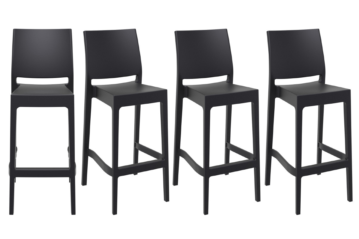 Sgabelli da bar di design impilabili 75 cm neri (set di 4) CALAO