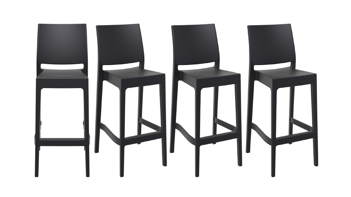 Sgabelli da bar di design impilabili 75 cm neri (set di 4) CALAO