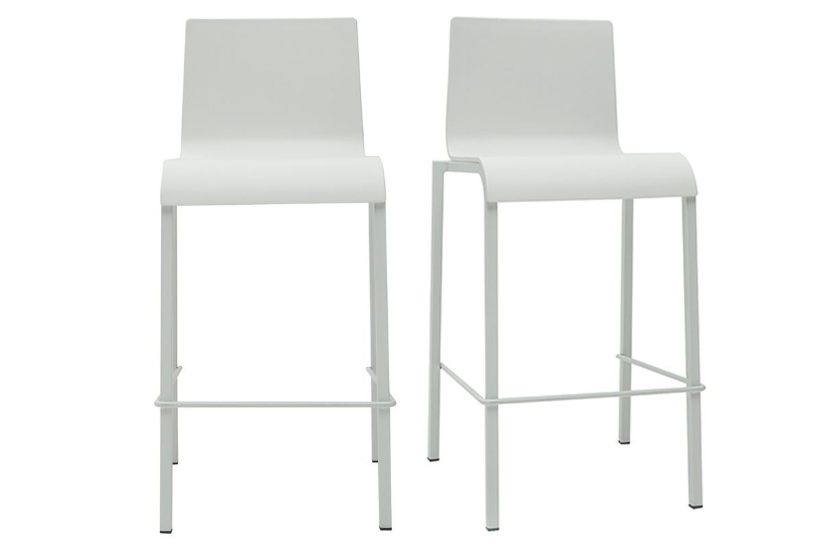 Sgabelli da bar di design impilabili bianchi H65 cm (set di 2) KUPA