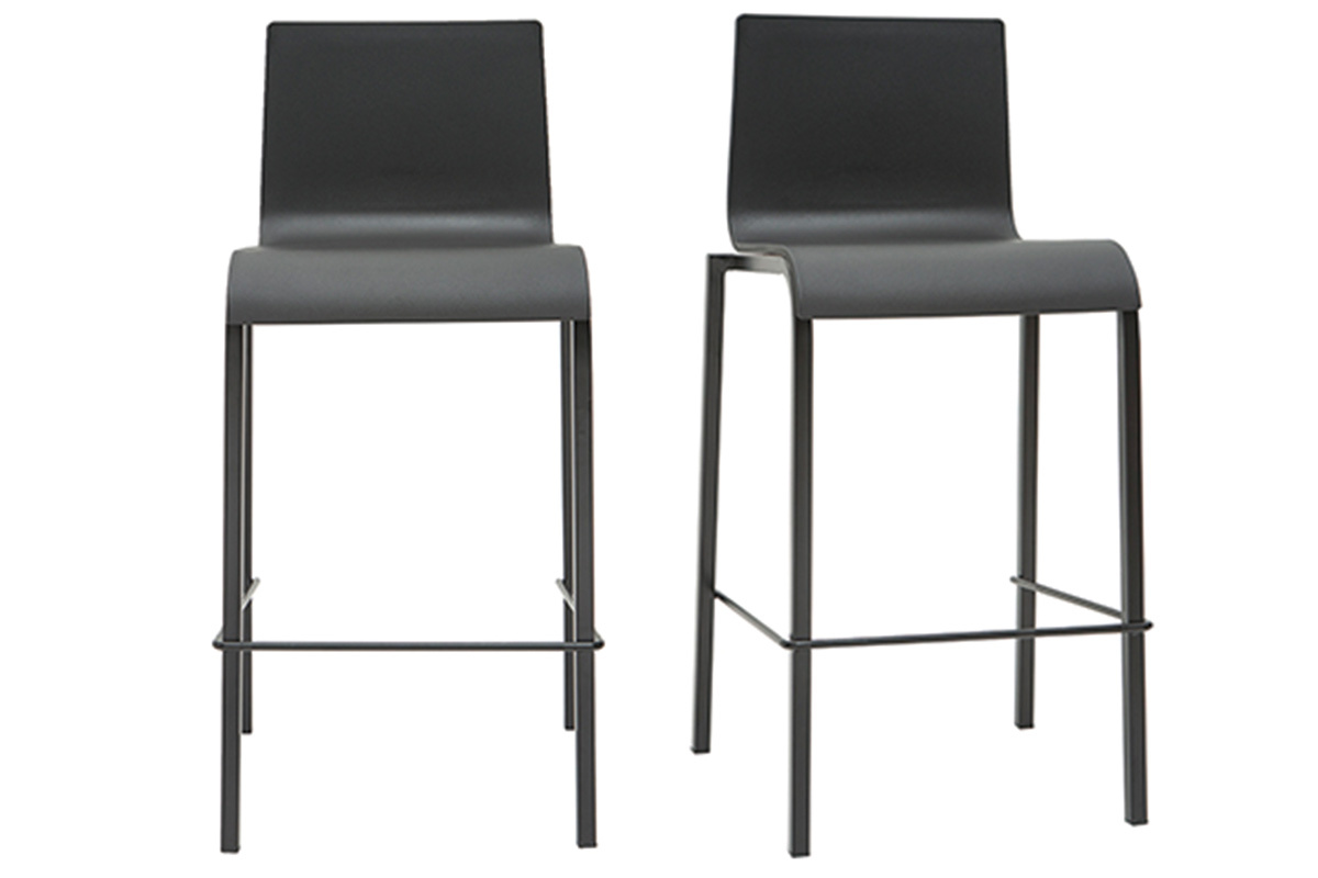 Sgabelli da bar di design impilabili neri H65 cm (set di 2) KUPA