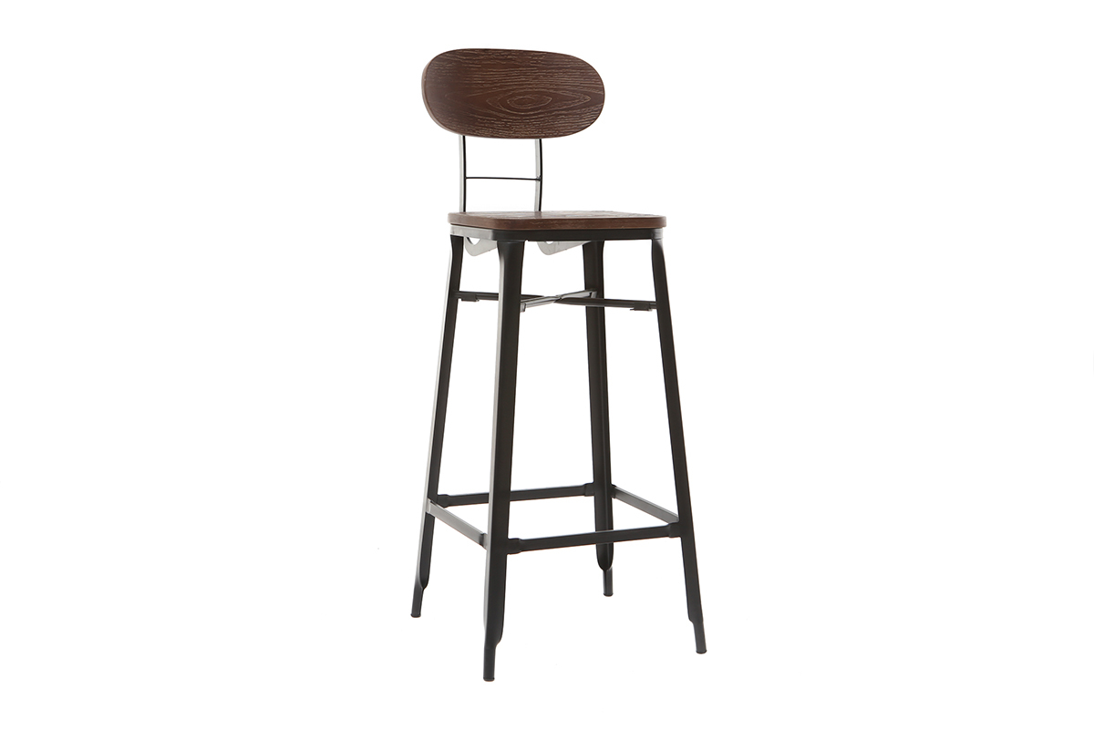 Sgabelli da bar in legno e metallo Nero altezza 75 cm set di 2 HOCKER