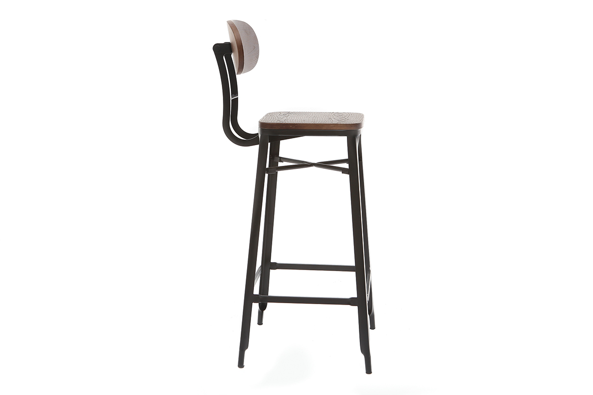 Sgabelli da bar in legno e metallo Nero altezza 75 cm set di 2 HOCKER