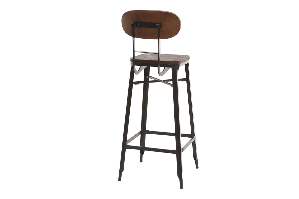 Sgabelli da bar in legno e metallo Nero altezza 75 cm set di 2 HOCKER