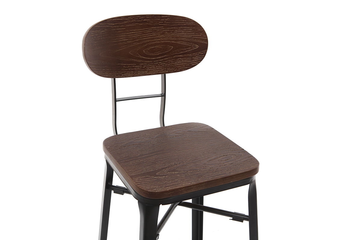 Sgabelli da bar in legno e metallo Nero altezza 75 cm set di 2 HOCKER