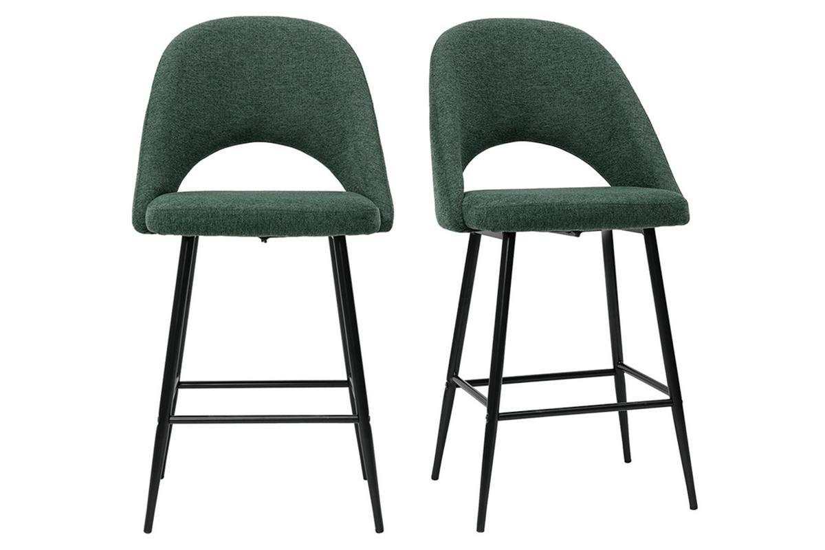 Sgabelli da bar in tessuto effetto velluto testurizzato verde H65 cm (set di 2) COSETTE