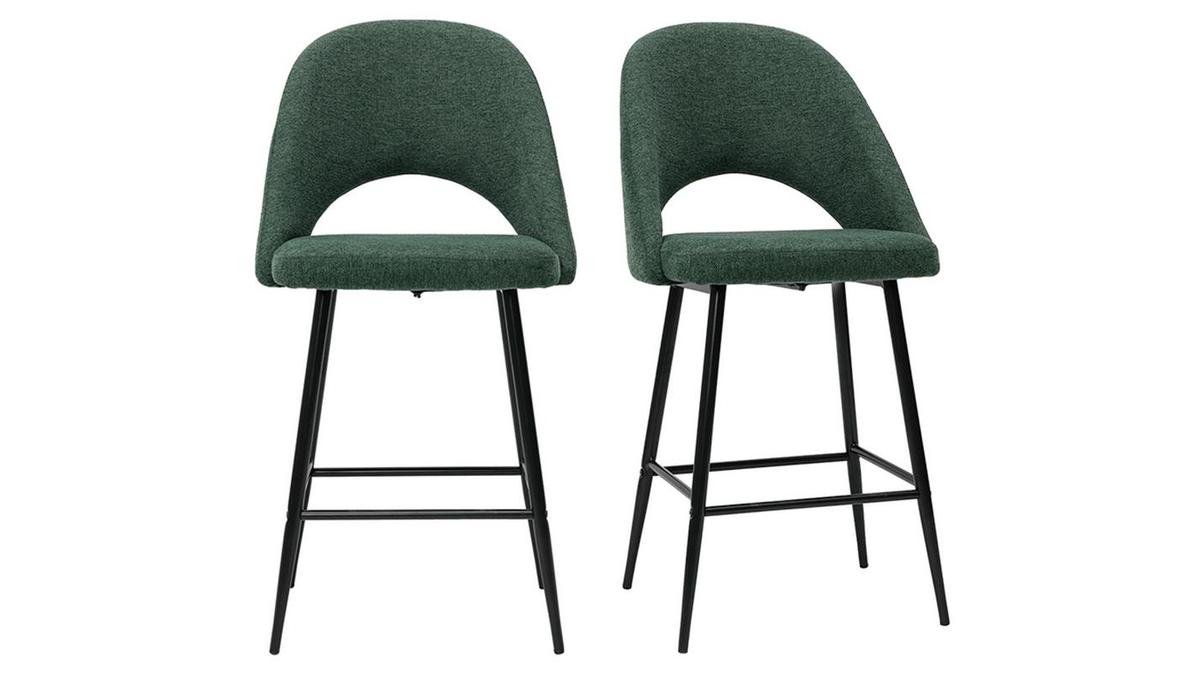 Sgabelli da bar in tessuto effetto velluto testurizzato verde H65 cm (set di 2) COSETTE