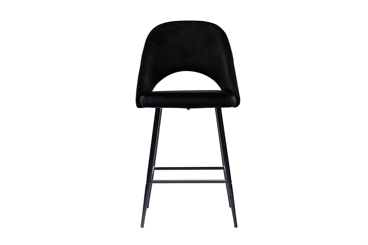 Sgabelli da bar in velluto nero e metallo H65 cm (set di 2) COSETTE