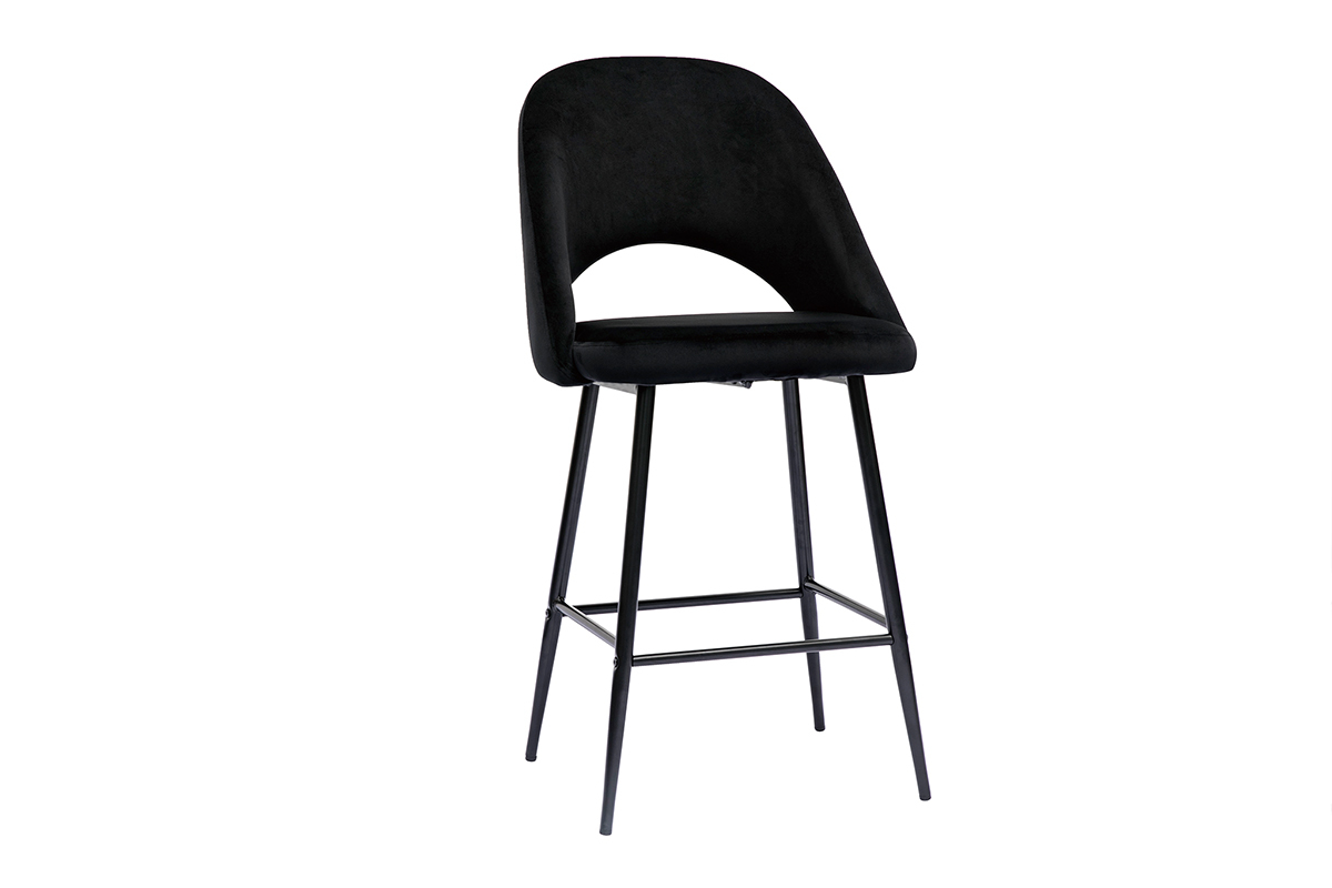 Sgabelli da bar in velluto nero e metallo H65 cm (set di 2) COSETTE