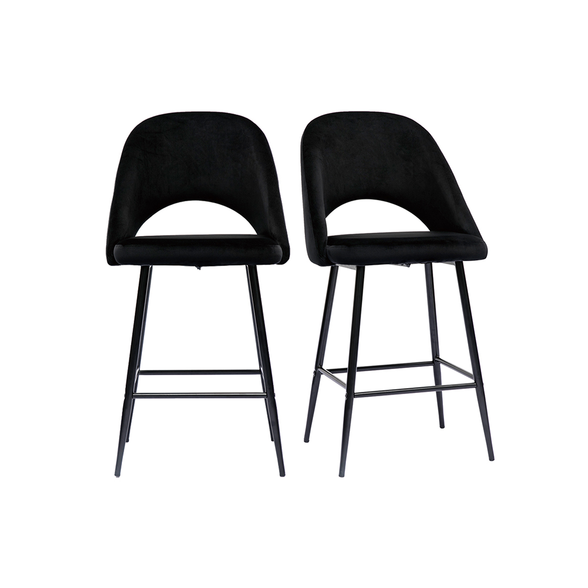 Sgabelli da bar in velluto nero e metallo H65 cm (set di 2) COSETTE