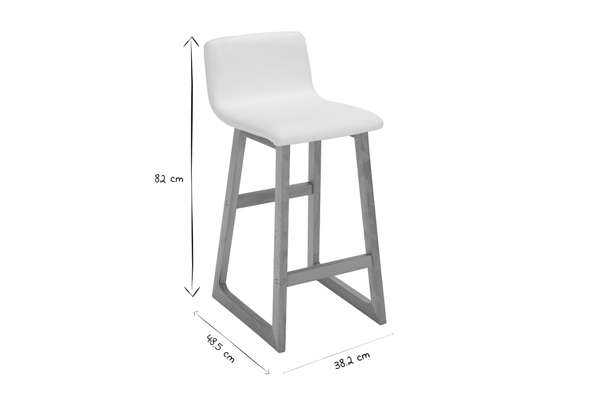 Sgabelli da bar legno chiaro e PU bianco set di 2 OSAKA