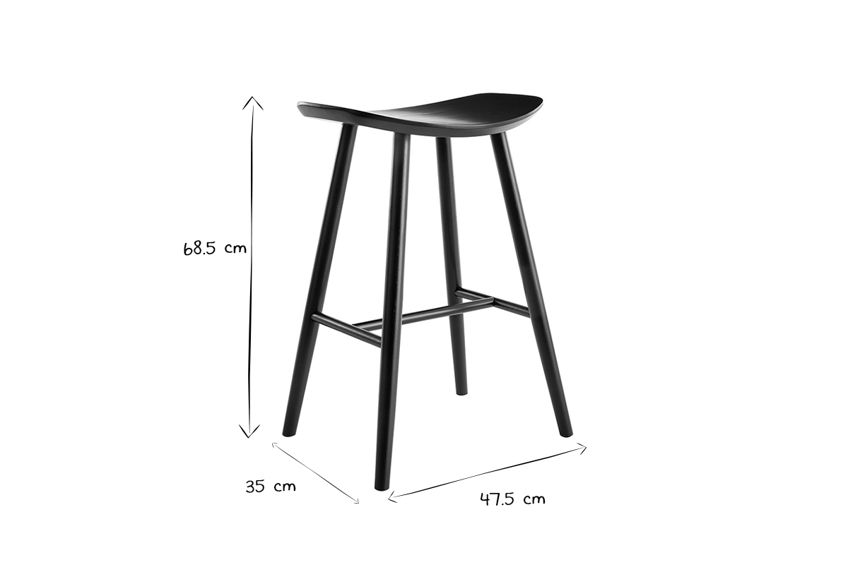 Sgabelli da bar nero H65 cm (set di 2) DEMORY