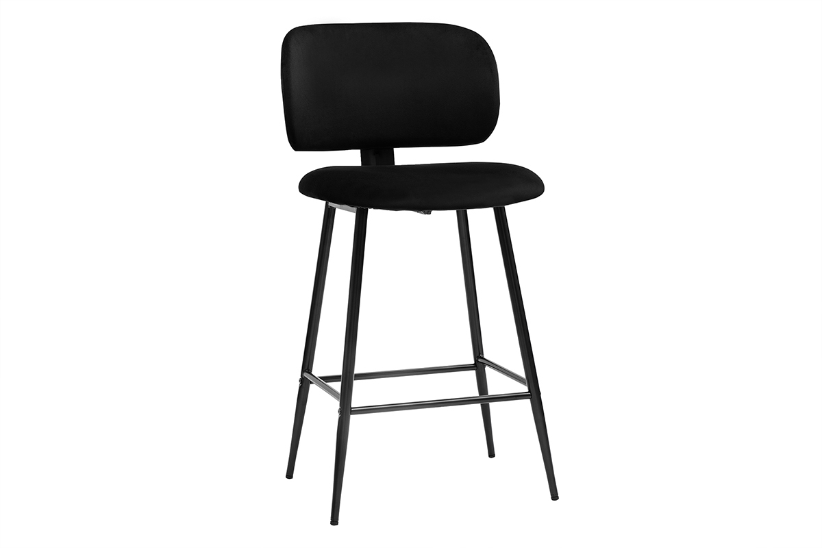 Sgabelli da bar nero in tessuto velluto e metallo H70 cm (set di 2) ATRIUM