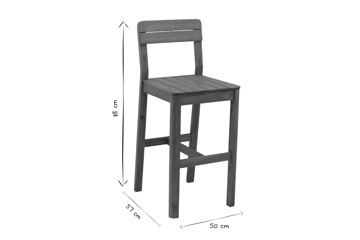 Sgabelli da bar per giardino in legno massello H80 cm (set di 2) AKIS