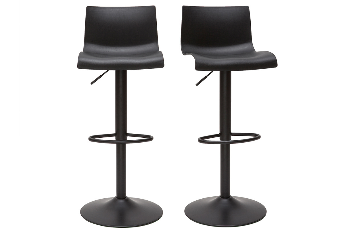 Sgabelli da bar regolabili design in metallo nero (set di 2) ONA