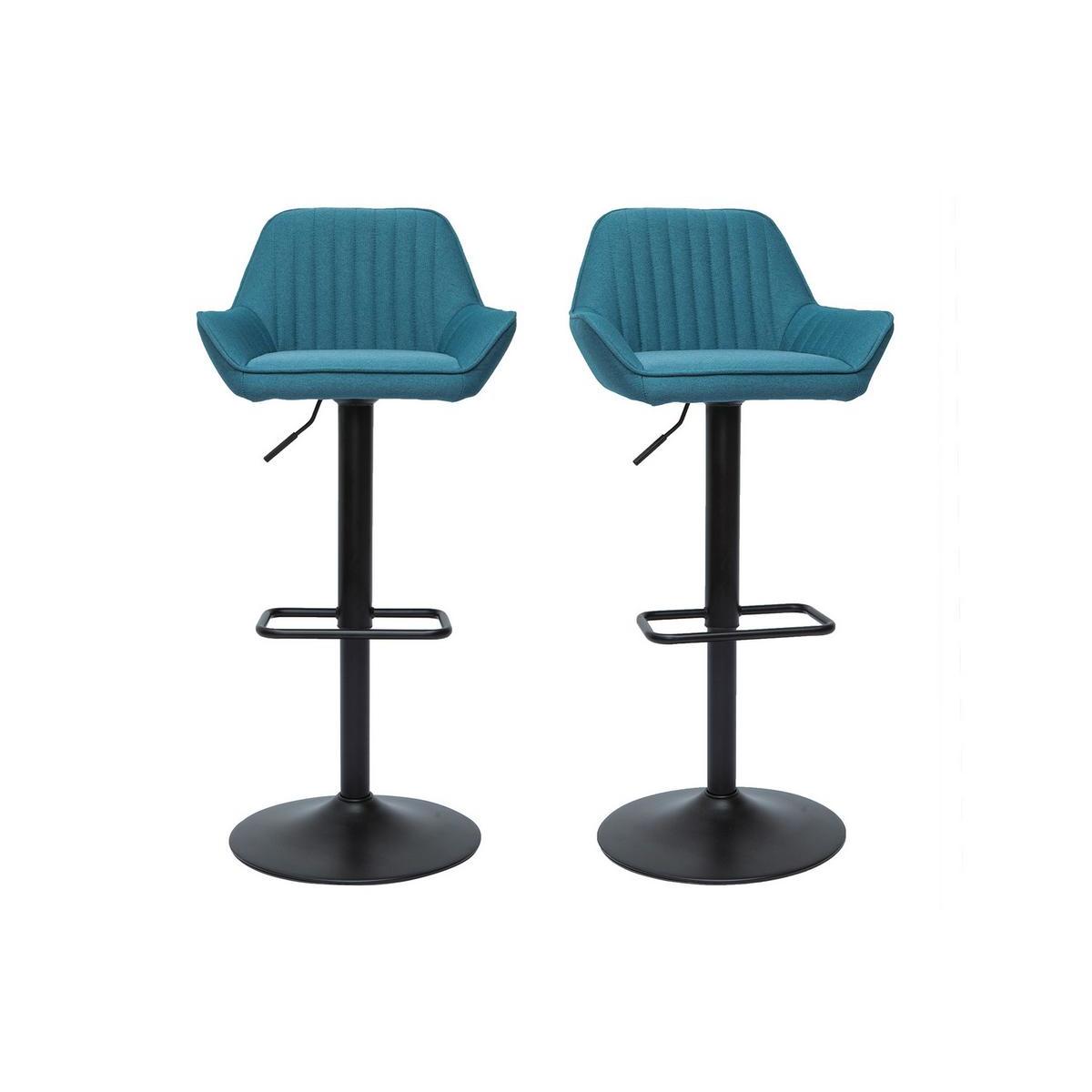 Sgabelli da bar regolabili design in tessuto blu anatra (set di 2) RONNIE