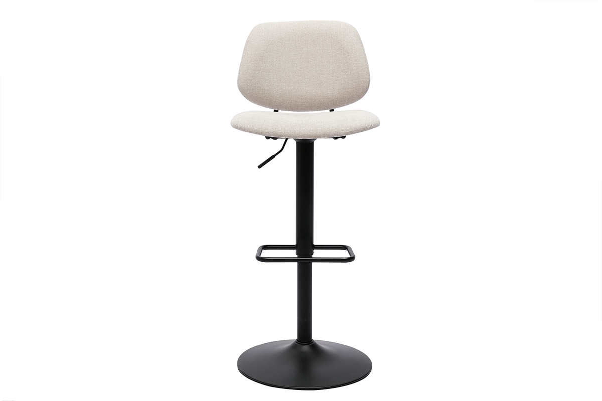 Sgabelli da bar regolabili design in tessuto effetto velluto beige e metallo nero BARNET (set di 2)