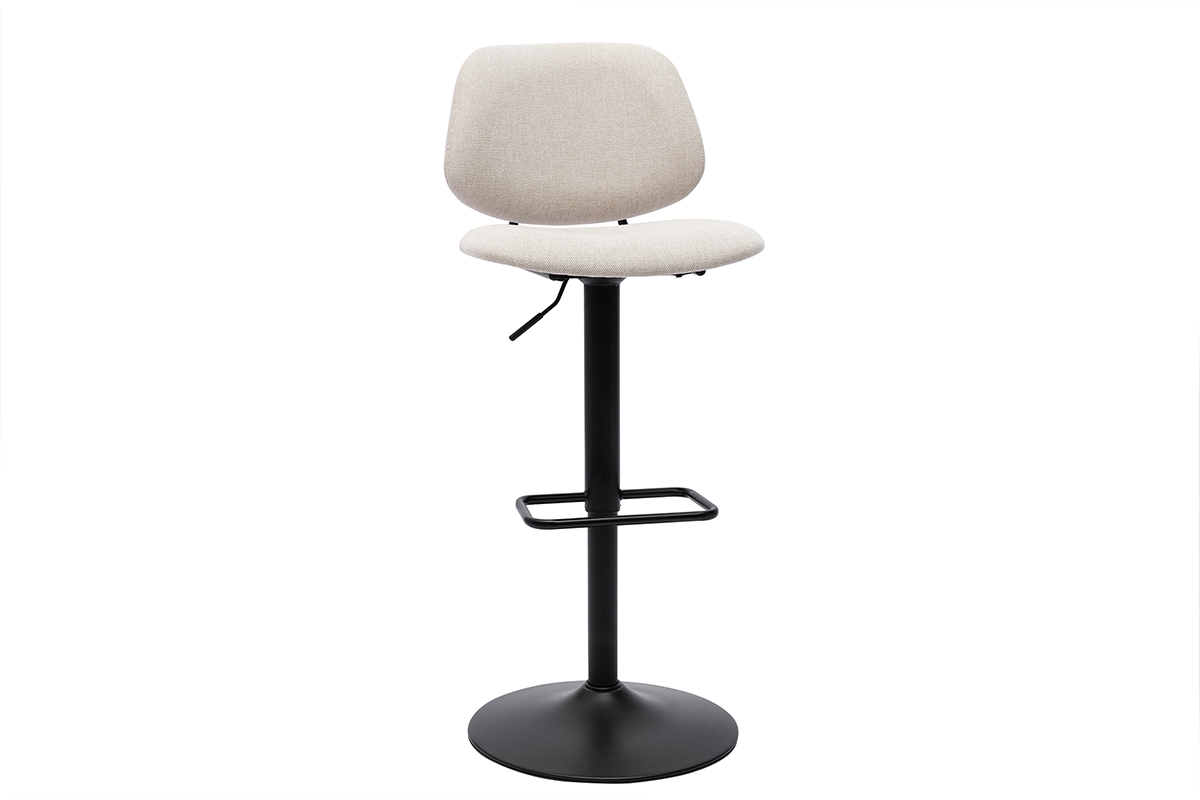 Sgabelli da bar regolabili design in tessuto effetto velluto beige e metallo nero BARNET (set di 2)