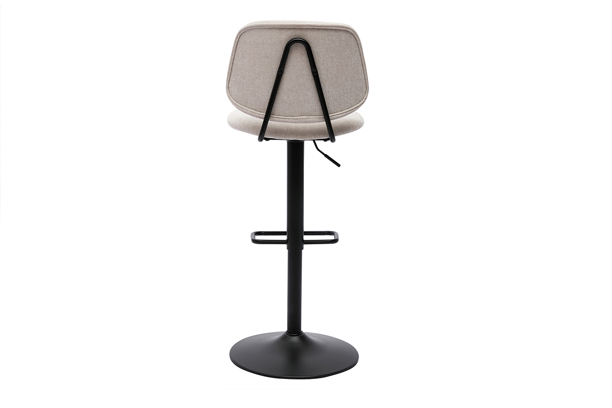 Sgabelli da bar regolabili design in tessuto effetto velluto beige e metallo nero BARNET (set di 2)