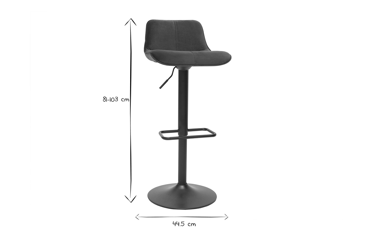 Sgabelli da bar regolabili girevoli 360 neri in tessuto velluto e metallo (set di 2) BOOST