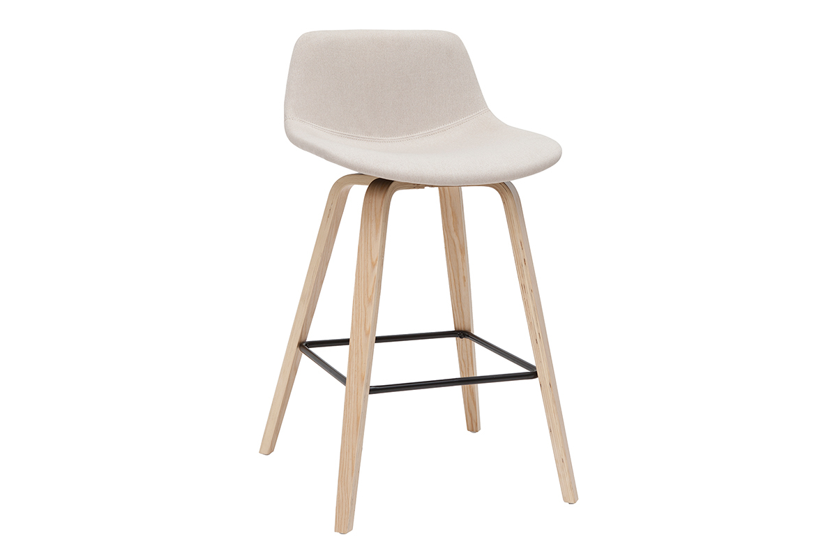 Sgabelli da bar scandinavi beige e legno chiaro H 65 cm (set di 2) NONIE