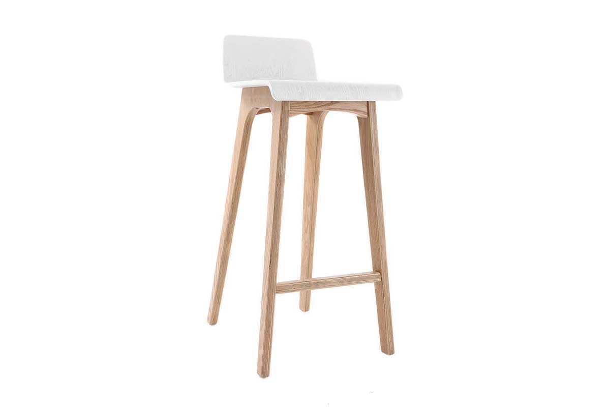 Sgabelli da bar scandinavi bianco e legno chiaro H75 cm (set di 2) BALTIK