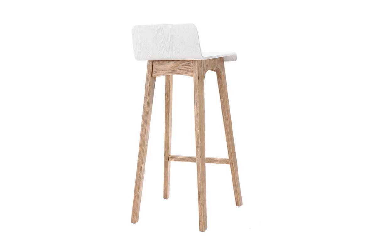 Sgabelli da bar scandinavi bianco e legno chiaro H75 cm (set di 2) BALTIK