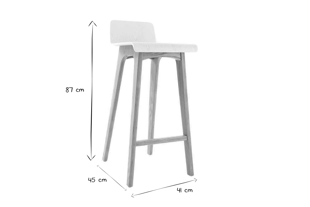 Sgabelli da bar scandinavi bianco e legno chiaro H75 cm (set di 2) BALTIK