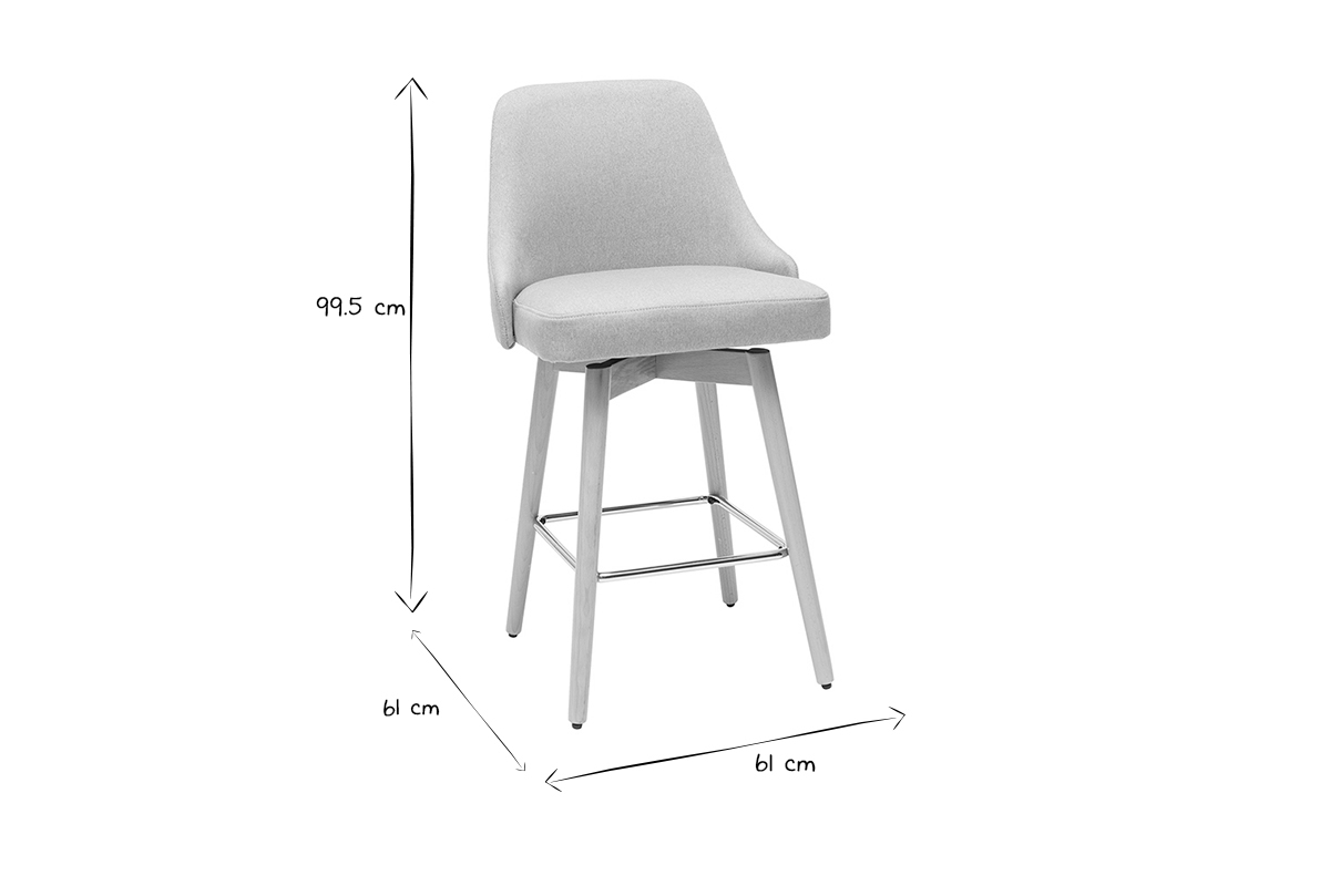 Sgabelli da bar scandinavi girevoli grigio chiaro H 65 cm (set di 2) HASTA