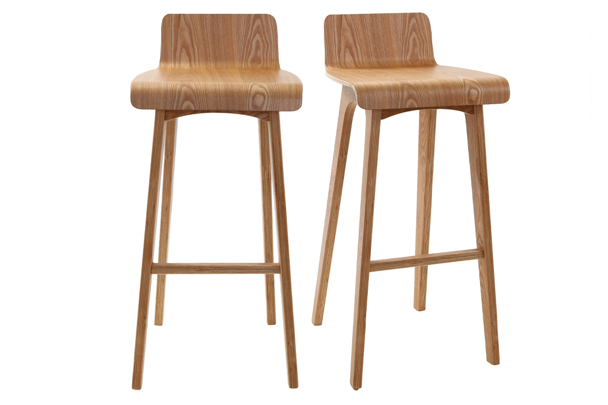 Sgabelli da bar scandinavi in legno chiaro H75 cm (set di 2) BALTIK