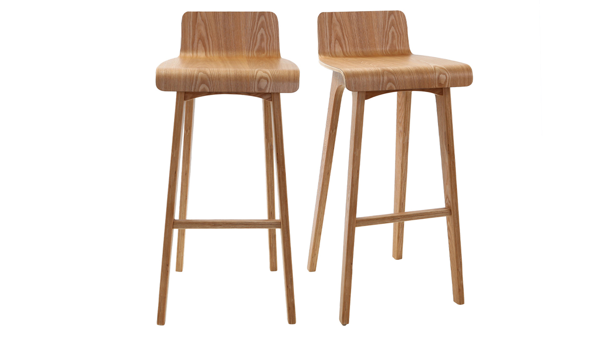 Sgabelli da bar scandinavi in legno chiaro H75 cm (set di 2) BALTIK