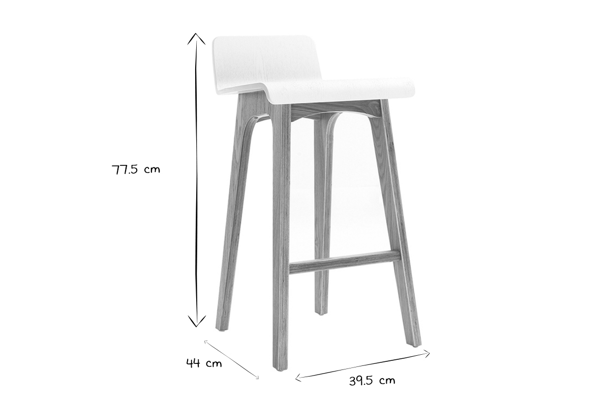 Sgabelli da bar scandinavi legno chiaro e bianco H65 cm (set di 2) BALTIK