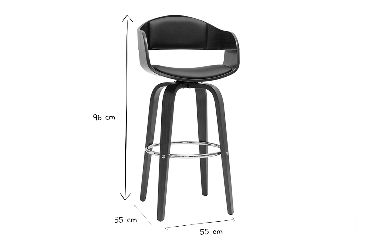 Sgabelli da bar vintage girevoli 360 noce H67 cm GAO