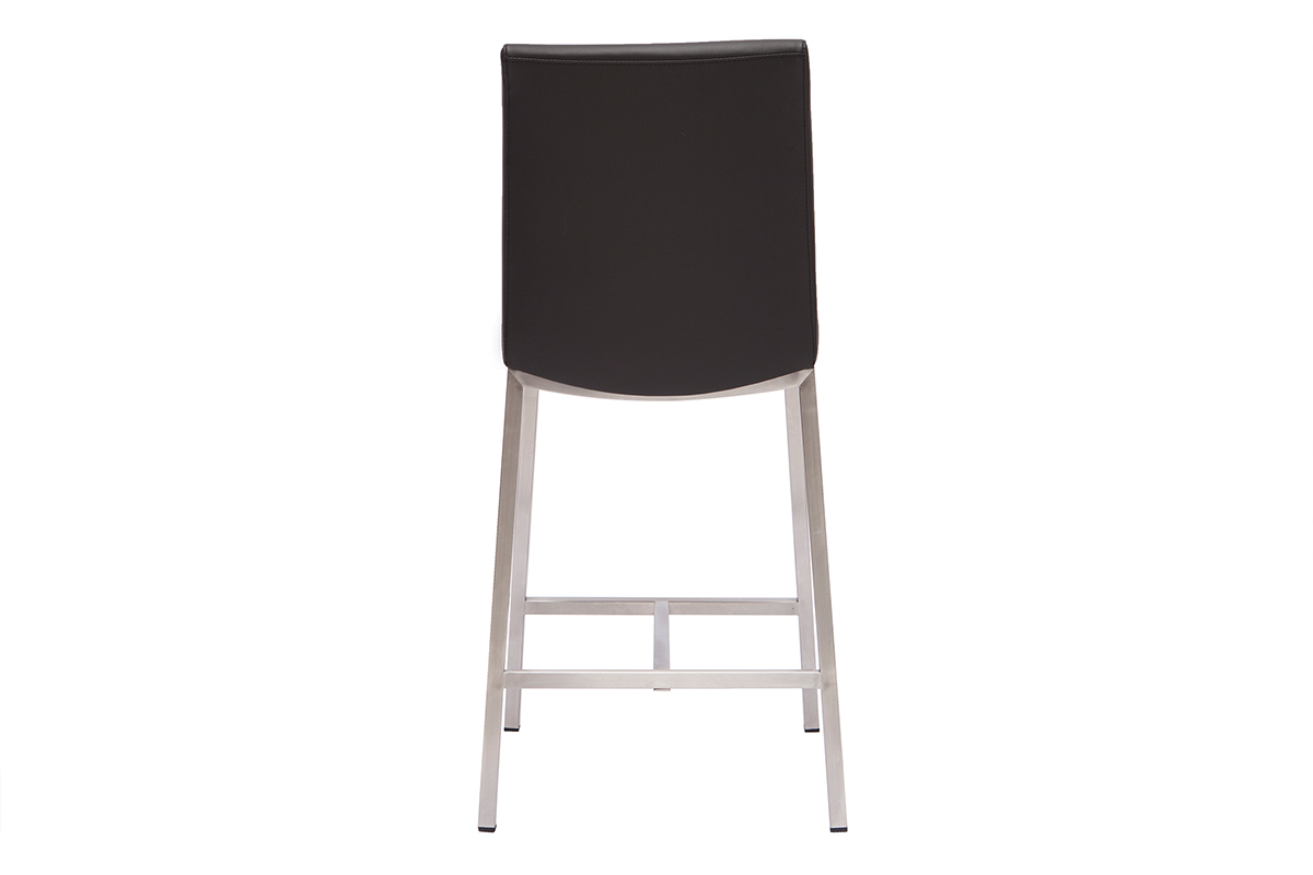 Sgabello da bar alluminio spazzolato PU nero 70cm set di 2 OLLY