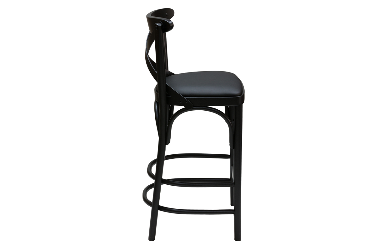 Sgabello da bar bistrot massello di faggio nero H65 MARCEL