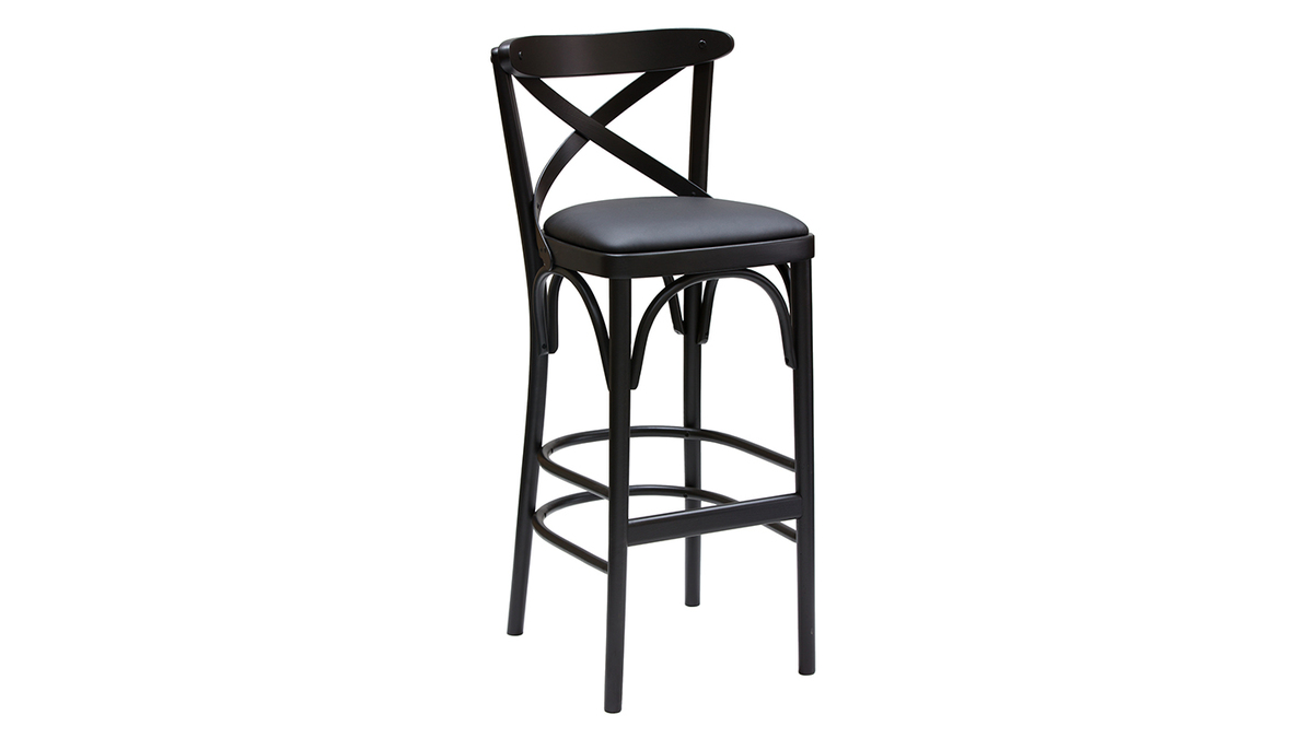 Sgabello da bar bistrot massello di faggio nero H75 MARCEL