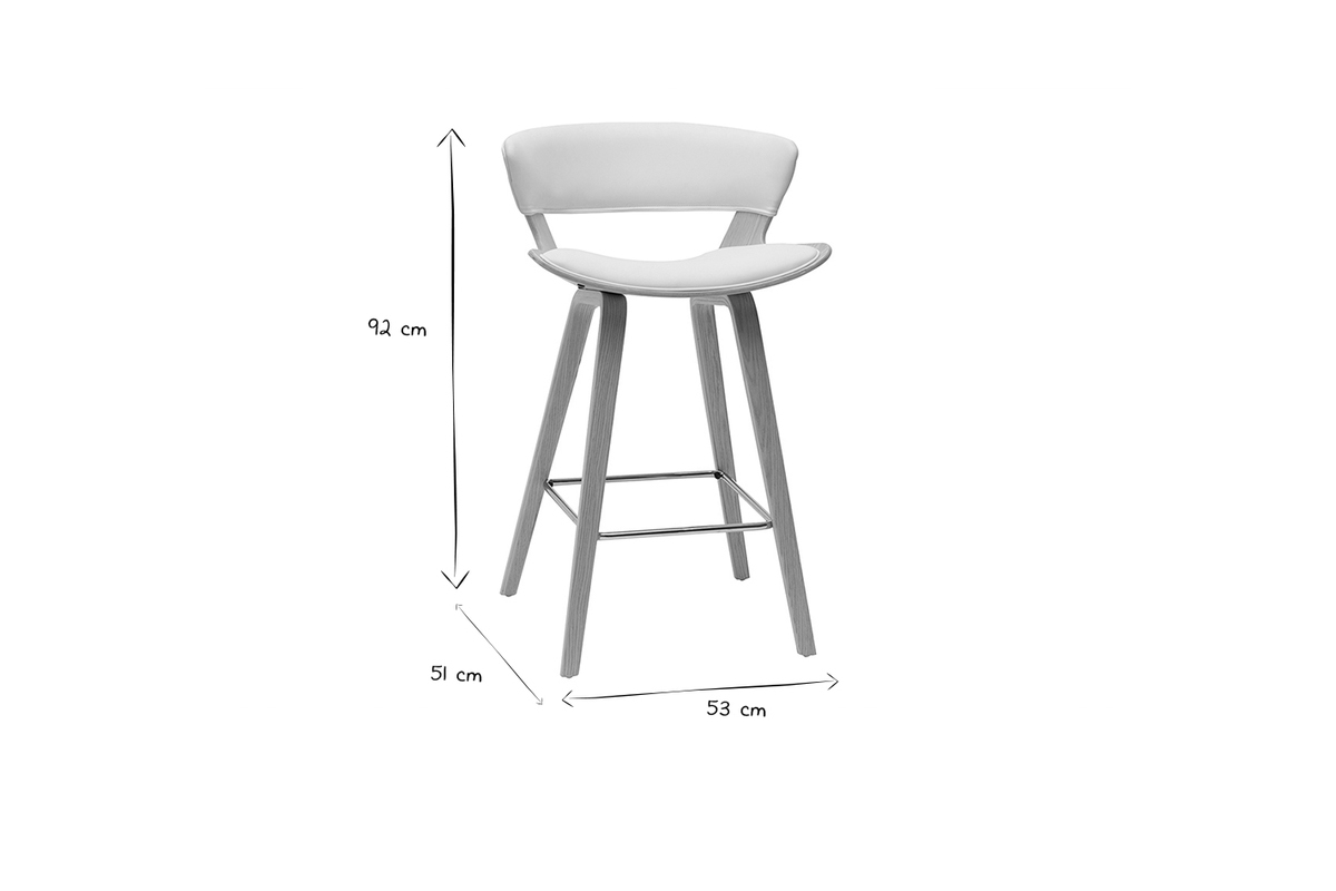 Sgabello da bar design bianco e legno chiaro H65 cm SYRAH