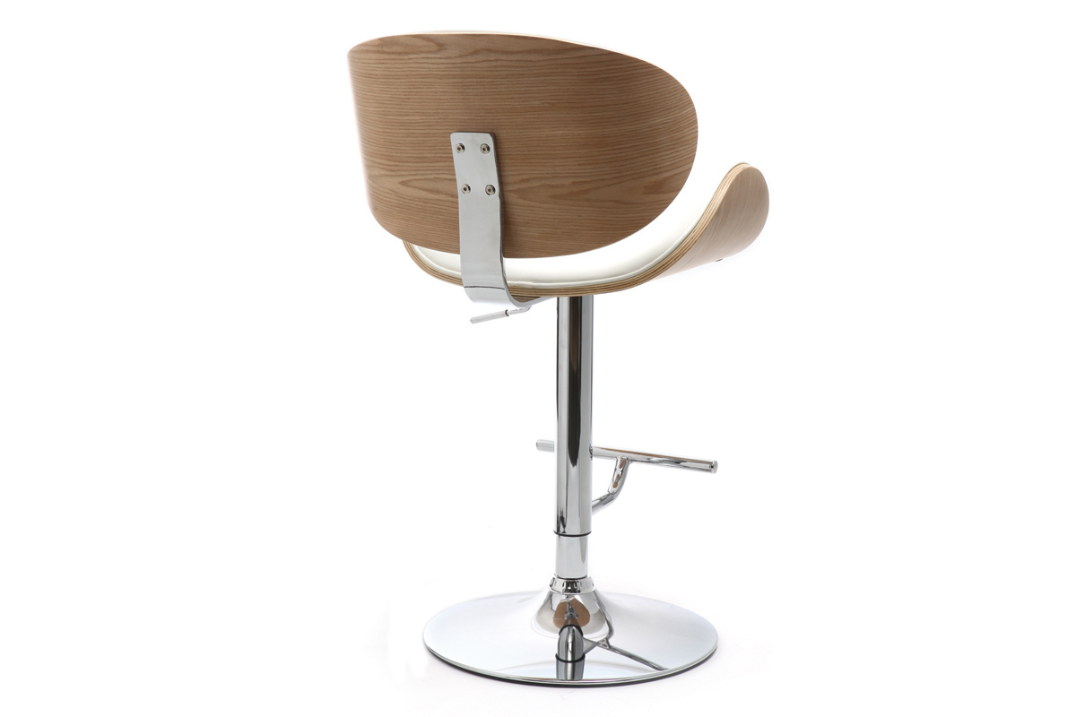 Sgabello da bar design bianco e legno chiaro WALNUT