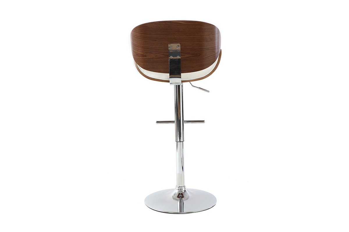 Sgabello da bar design bianco e legno WALNUT